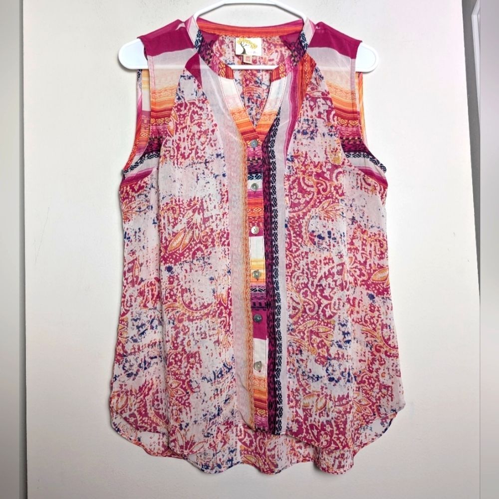 Anthropologie Multicolor Sleeveless Blouse, size medium